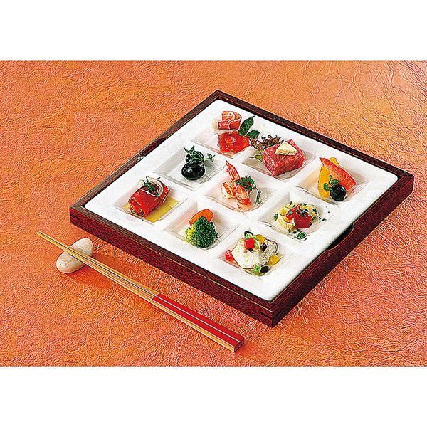【直送】ヤマコー 欅色 9ピース皿専用トレイ（27004）